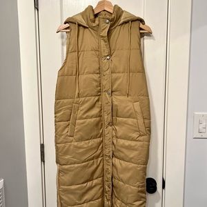 Knee-length Light-weight Down Vest Jacket